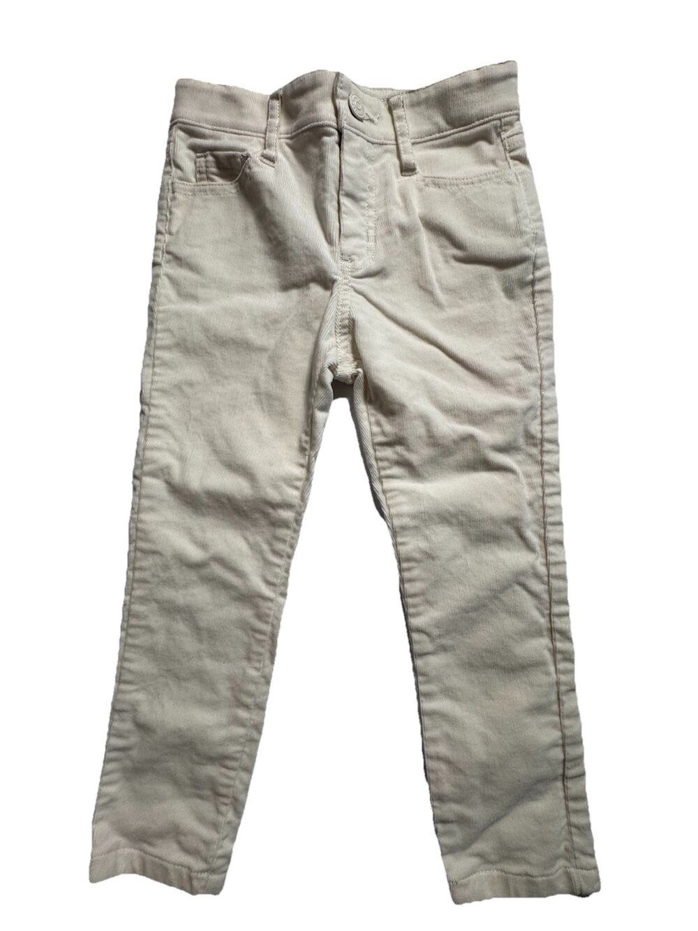 Janie and Jack Girls Size 4 Ivory Corduroy Pants Stretch Cotton Slim Fit